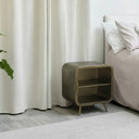 Antique Gold Brass Metal &amp; Glass Bedside Cabinet