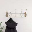 Antique Gold Curved Coat Hanger Rail with 5 Storage Hooks - 60cm