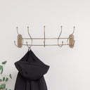 Antique Gold Curved Coat Hanger Rail with 5 Storage Hooks - 60cm
