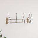 Antique Gold Curved Coat Hanger Rail with 5 Storage Hooks - 60cm