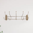 Antique Gold Curved Coat Hanger Rail with 5 Storage Hooks - 60cm