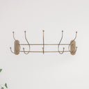 Antique Gold Curved Coat Hanger Rail with 5 Storage Hooks - 60cm