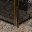Antique Gold Geometric Detailed Metal Fire Screen - 106cm x 62.5cm