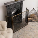 Antique Gold Geometric Detailed Metal Fire Screen - 106cm x 62.5cm