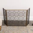 Antique Gold Geometric Detailed Metal Fire Screen - 106cm x 62.5cm
