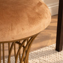 Antique Gold Metal Detailed Upholstered Dressing Table Stool