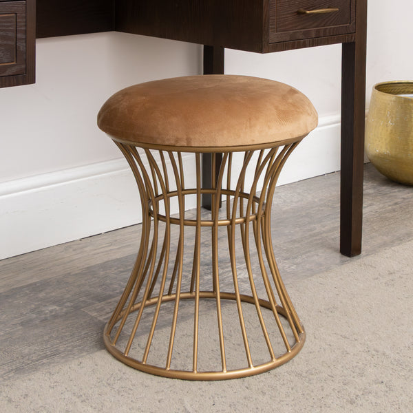 Antique Gold Metal Detailed Upholstered Dressing Table Stool – Melody  Maison Ltd