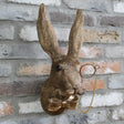 Antique Gold Metal Rabbit Head With Monocle