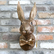 Antique Gold Metal Rabbit Head With Monocle