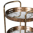 Antique Gold Mirrored 3 Tier Bar Cart Trolley - 88cm x 49cm