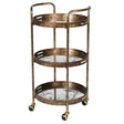 Antique Gold Mirrored 3 Tier Bar Cart Trolley - 88cm x 49cm