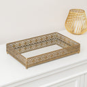 Antique Gold Rectangular Mirrored Base Tray - 36cm