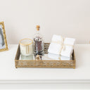 Antique Gold Rectangular Mirrored Base Tray - 36cm