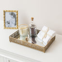Antique Gold Rectangular Mirrored Base Tray - 36cm