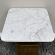 Antique Gold Square Side Table With White Marble Top