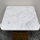 Antique Gold Square Side Table With White Marble Top