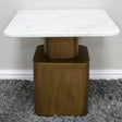 Antique Gold Square Side Table With White Marble Top