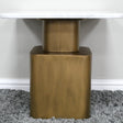 Antique Gold Square Side Table With White Marble Top