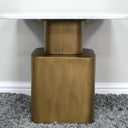 Antique Gold Square Side Table With White Marble Top