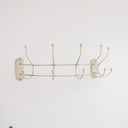 Antique Ivory Curved Coat Hanger Rail with 5 Storage Hooks - 60cm
