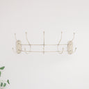 Antique Ivory Curved Coat Hanger Rail with 5 Storage Hooks - 60cm