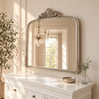 Antique Silver Ornate Arch Overmantle Mirror - 100cm x 88cm