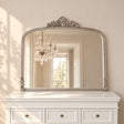 Antique Silver Ornate Arch Overmantle Mirror - 100cm x 88cm