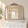 Antique Silver Ornate Arch Overmantle Mirror - 100cm x 88cm