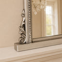 Antique Silver Ornate Arch Overmantle Mirror - 88cm x 100cm