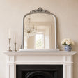 Antique Silver Ornate Arch Overmantle Mirror - 88cm x 100cm