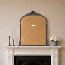 Antique Silver Ornate Arch Overmantle Mirror - 88cm x 100cm