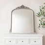 Antique Silver Ornate Arch Overmantle Mirror - 88cm x 100cm