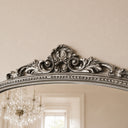 Antique Silver Ornate Arch Overmantle Mirror - 88cm x 100cm