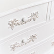 Antique White 4 Drawer Chest of Drawer &amp; Pair of 3 Drawer Bedside Tables - Pays Blanc Range