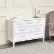 Antique White 7 Drawer Chest of Drawer &amp; Pair of 3 Drawer Bedside Tables - Pays Blanc Range