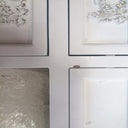 Antique White Dressing Table Desk with Triple Mirror and Stool - Pays Blanc Range - Damaged second