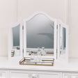 Antique White Dressing Table Desk with Triple Mirror and Stool - Pays Blanc Range