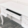 Antique White Dressing Table Desk with Triple Mirror and Stool