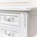 Antique White Dressing Table Desk with Triple Mirror and Stool