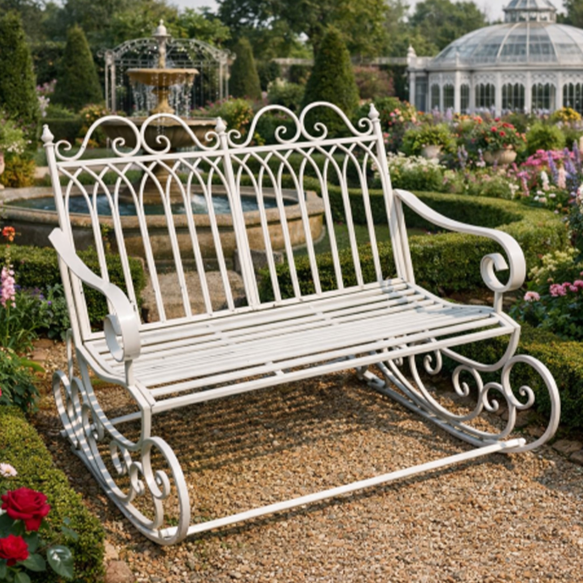 Viintage Racking Bench Antique White Garden Rocking Bench – Melody Maison Ltd