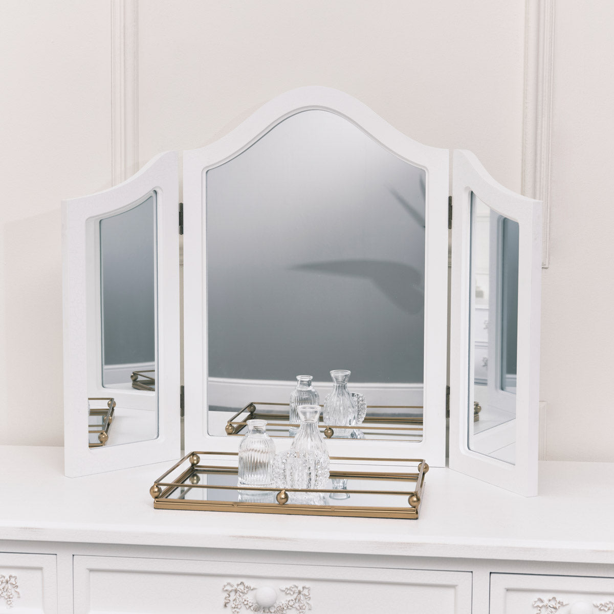 White Triple Dressing Table Mirror White Triple Dressing Table Mirror