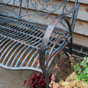 Antiqued Black Metal Garden Bench