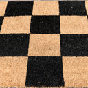 Black &amp; Natural Checked Print Coir Mat 40cm x 60cm