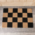 Black &amp; Natural Checked Print Coir Mat 40cm x 60cm