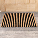 Black &amp; Natural Striped Print Coir Mat 40cm x 60cm