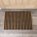 Black &amp; Natural Striped Print Coir Mat 40cm x 60cm