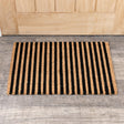 Black & Natural Striped Print Coir Door Mat 40cm x 60cm