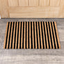 Black & Natural Striped Print Coir Door Mat 40cm x 60cm