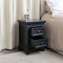 Black Two Drawer Bedside Table - Daventry Black Range