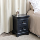 Black Two Drawer Bedside Table - Daventry Black Range